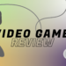 Three different video game controllers set on a gradient of green, yellow and purple