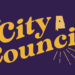 City Council in gold letters on purple background